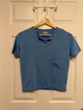 Vintage Timwear Paris 100% Tasmanian Wool Knit Short Sleeve Henley Shirt